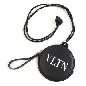 Auth Valentino Garavani Coin Purse Case Black Leather - h30559k